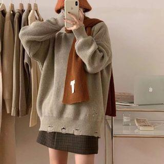 Loose-fit Ripped Knit Sweater