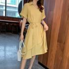 Short-sleeve Tie-waist A-line Shirt Dress
