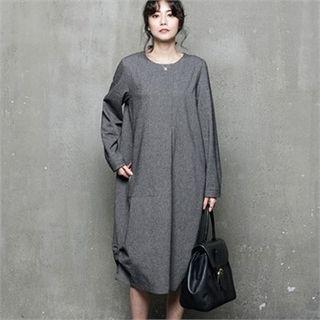 Round-neck Midi Balloon Dress