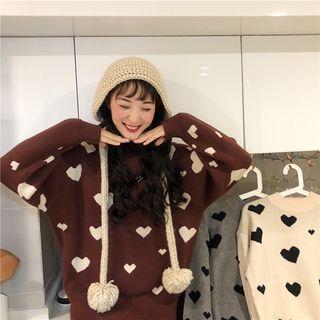 Heart Print Loose Sweater
