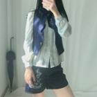 Set: Sleeveless Embroidered Buttoned Vest + Shorts + Bow