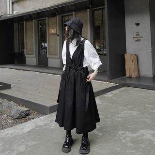 Plain Overall Dress Black - One Size