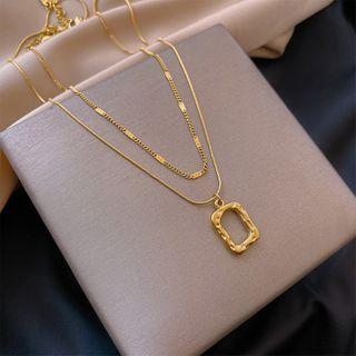 Pendant Layered Necklace 1 Pc - Gold - One Size