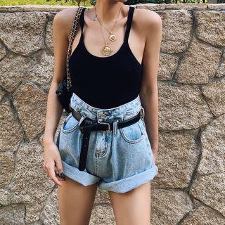 Set: Denim Hot Pants + Belt