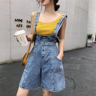 Plain Tank Top / Denim Jumper Shorts