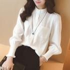 Stand Collar Long-sleeve Blouse