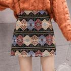 Mini Patterned A-line Skirt