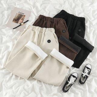Smiley Face Corduroy Loose-fit Pants