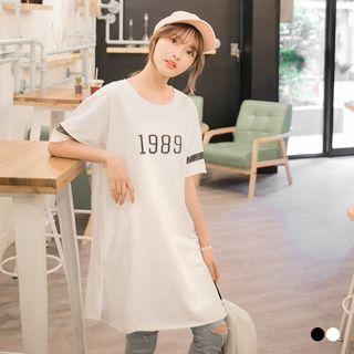 '1989'varsity Stripes Raw Finish Longline Top