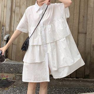 Asymmetric Tiered Mini Dress