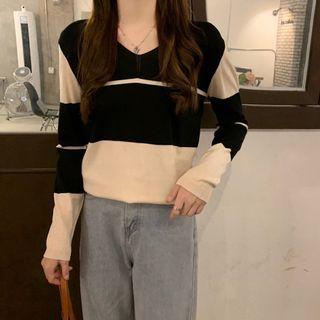 Striped Sweater Black & Almond - One Size