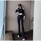 High-waist Bell-bottom Skinny Pants