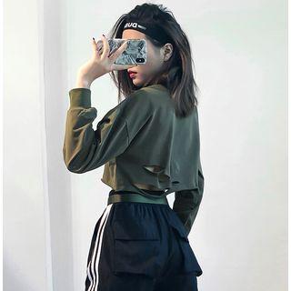 Drop-shoulder Cutout Crop T-shirt