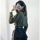 Drop-shoulder Cutout Crop T-shirt
