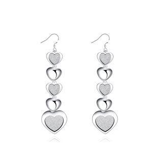 Fashion Romantic Frosted Heart Earrings Silver - One Size