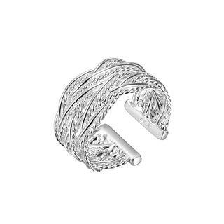 Simple Fashion Geometric Woven Mesh Adjustable Ring Silver - One Size