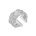 Simple Fashion Geometric Woven Mesh Adjustable Ring Silver - One Size