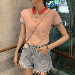 Short Sleeved Colour-block Top Polo