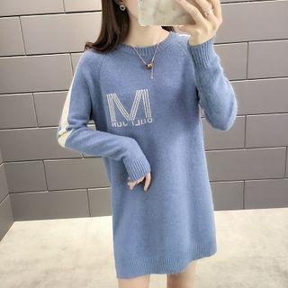 Lettering Mini Sweater Dress