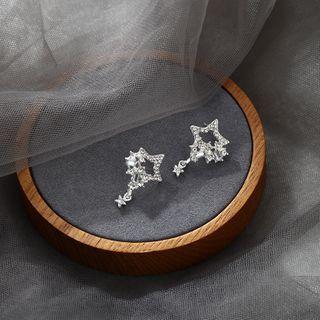 Star Rhinestone Alloy Earring 1 Pair - Silver - One Size