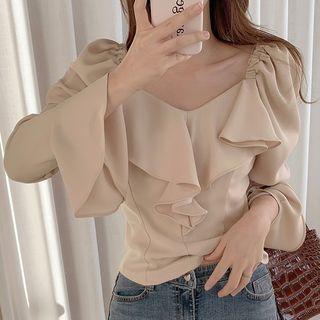 Ruffle Square-neck Blouse