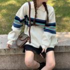 Striped Panel Polo Sweater Off-white - One Size