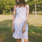 Spaghetti Strap Cherry Pattern Mini Dress