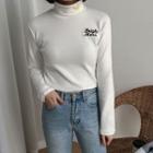 Moon Embroidered Turtleneck T-shirt