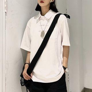 Printed Back Polo Collar Short-sleeve T-shirt