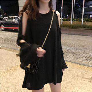 Plain Cut Out Long-sleeve T-shirt