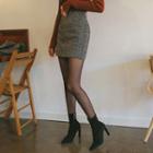 Herringbone Wool Blend Miniskirt