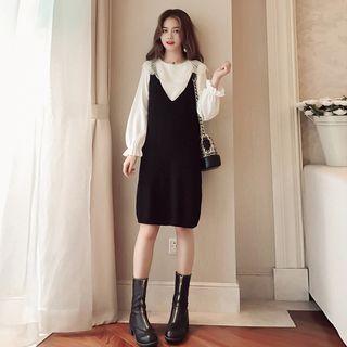 Set: Long-sleeve Top + Knit Jumper Dress