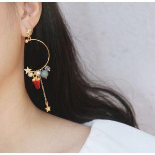 Non-matching Alloy Strawberry Dangle Earring