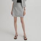 Fringe-trim A-line Tweed Miniskirt