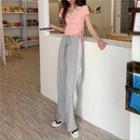 Plain Pleated Short-sleeve Top