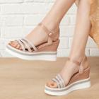 Platform Wedge Glitter Ankle Strap Sandals
