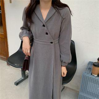 Long-sleeve Single Breast Plain Long Coat