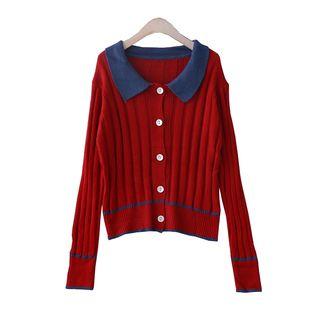 Rib-knit Button-up Cardigan