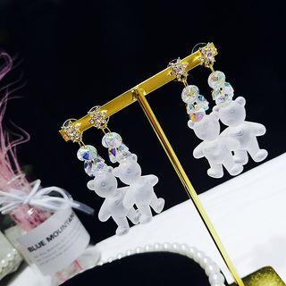 Rhinestone Acrylic Bear Dangle Earring As Shown In Figure - One Size