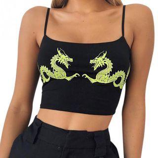 Dragon-print Crop Camisole Top