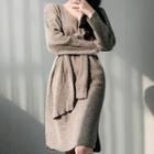 Tie-front V-neck Knit Dress