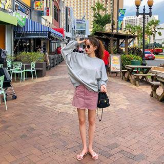 Inset Shorts Washed A-line Miniskirt