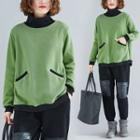 High-neck Panel Back Split Sweatshirt