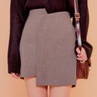 Elastic-waist Asymmetric Mini Skirt