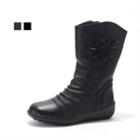 Genuine Leather Napped Mid Calf Boots