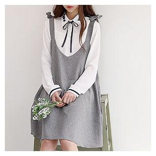 Beribboned Strap Jumper Dress
