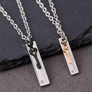 Tag & Key Pendant Stainless Steel Necklace