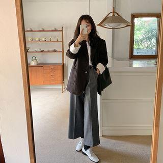 Wool Blend Wide Dress Pants