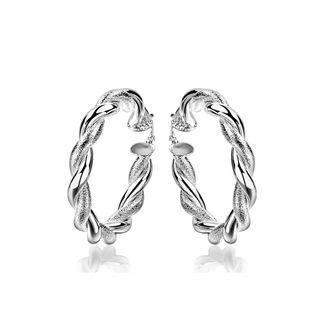 Fashion Simple Round Twist Earrings Silver - One Size