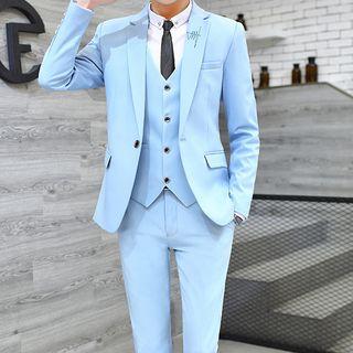 Set: Slim Fit Blazer + Vest + Pants